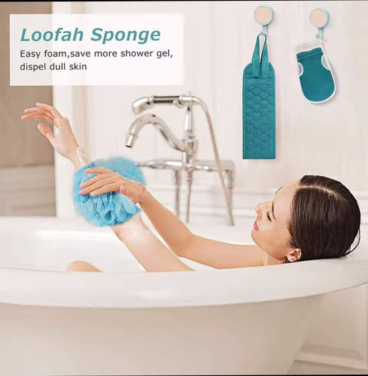 Exfoliating Body Scrubber Set - Includes Back Scrubber, Bath Glove And Shower Bath Sponge Loofah