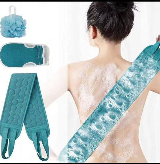 Exfoliating Body Scrubber Set - Includes Back Scrubber, Bath Glove And Shower Bath Sponge Loofah